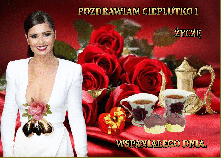 Kobieta pozdrawia życzy wspaniałego dnia